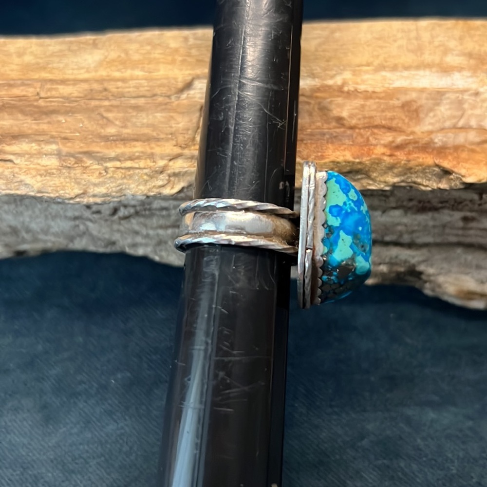 Southwest Sterling Silver Ring with Turquoise Nugget - Picture 8 of 9